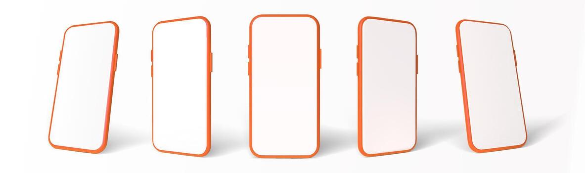 Realistic 3d orange smartphone mockup. Modern mobile phone with blank screen. template for app design, advertising, ecommerce, technology presentation vector