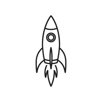 Outline Drawing of a Cartoon Rocket Ship Taking Off Into Space Exploration And Technological Innovation vector