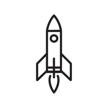 Bold Line Art of a Rocket Ship Ascending into Space Representing Innovation and Technology Advancement for Startups vector