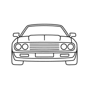 Front View Automotive Illustration Classic Car Design Line Art Vehicle Aesthetics and Style Visual Representation vector