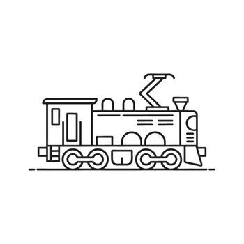 Detailed Line Art Illustration of a Classic Train Engine with Distinctive Features and Intricate Mechanical Components vector