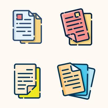 Set colorful paper document design template vector