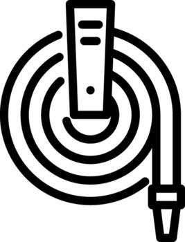 Coiled fire hose with nozzle attached ready to use. vector