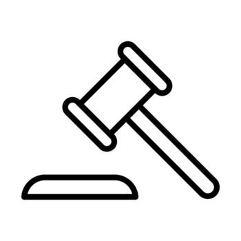 security, auction outline icon hammer court, judge gavel icon for graphic design, logo, web site, social media, mobile app, ui illustration vector