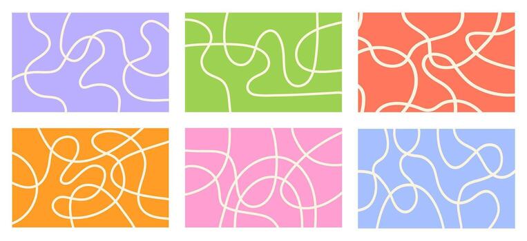 Abstract set horizontal backgrounds with dynamic linear waves. Trendy illustration in style retro vector