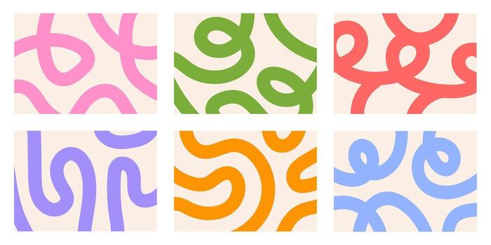 Abstract set horizontal backgrounds with dynamic linear wave. Trendy illustration in style retro vector