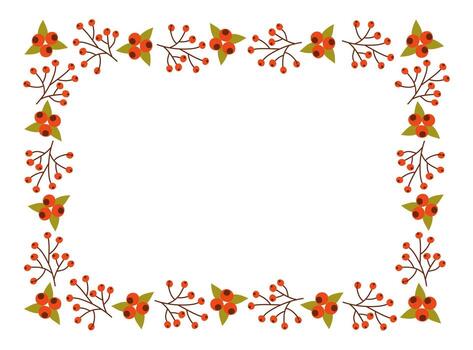 Season horizontal frame of branches of rowan with leaves and berries on a white background vector