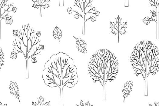 caprichoso dibujado a mano arboles y otoño hojas crear un encantador sin costura modelo para diseño proyectos vector