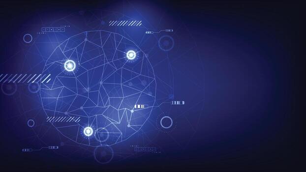 Digital network visualization in blue tones vector