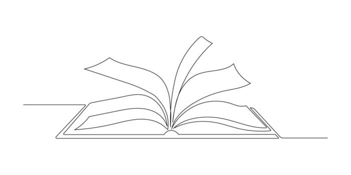 continuous line open book.simple one line drawing of open book vector