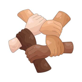 Diverse Hands Joined Together in Unity vector