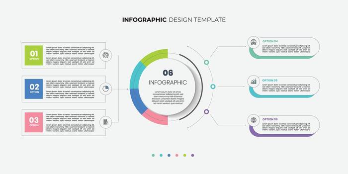 Modern infographic label diagram design with circle infographic template design and 6 options or steps creative vector