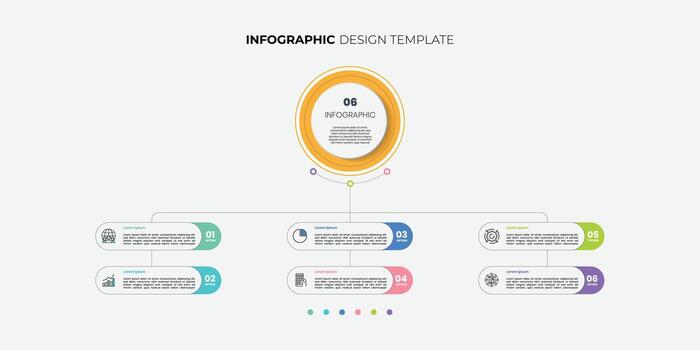 Modern infographic label design with circle infographic template design and 6 options or steps. Can be used for process diagram vector