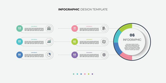 Modern infographic label design with circle infographic template design and 6 options or steps. Can be used for process diagram, presentations, workflow layout, banner, flow chart vector