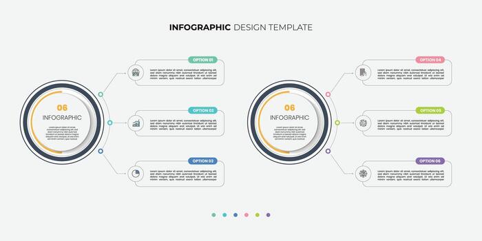 Modern infographic label diagram design with circle infographic template design and 6 options or steps illustration vector
