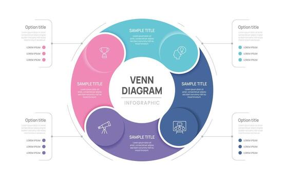 Venn diagram infographic for data visualization vector