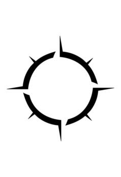 A geometric compass rose symbol. A stylized navigation or direction icon. Abstract target or focus symbol. vector