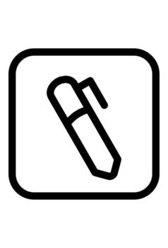 An icon of a pen inside a box. A graphic symbol for editing. Modern logo of a pen in a rounded square. vector