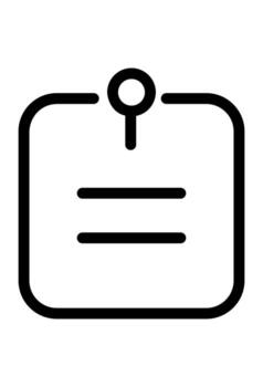 un memorándum o Nota clavado a un tablero. icono de un clavado Nota con líneas. símbolo de un recordatorio o que hacer lista. vector