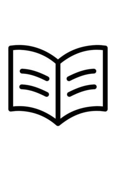 An open book with lines of text. Icon of an open book with pages. Symbol of reading or learning. vector