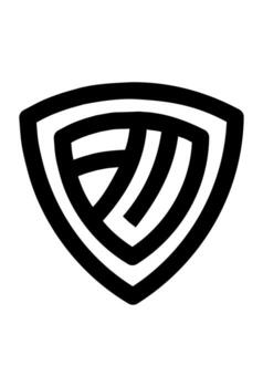 Abstract lines in a three-layered shield. Modern logo inside a shield. Geometric and secure logo concept. vector