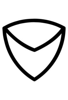 An abstract symbol in a shield shape. Simple icon resembling a shield or chevron. Geometric logo with a pointed shape. vector