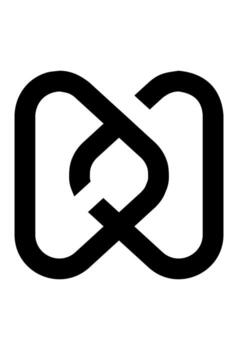 An abstract and modern infinity symbol. A looping graphic of two linked shapes. Sleek logo with a dynamic line design. vector