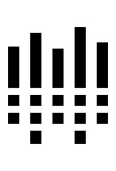 Five bars of a sound equalizer. A graphic symbol of music or audio. Abstract data or signal bars. vector