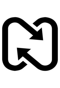 un resumen y moderno infinito símbolo. un bucle gráfico de dos vinculado flechas pulcro logo con un dinámica línea diseño. vector