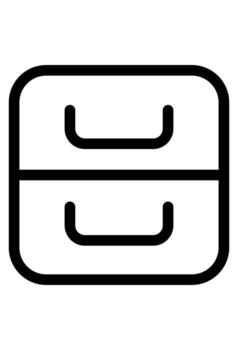 Two empty filing cabinet drawers. Icon of an office filing cabinet. Symbol of organization or archives. vector