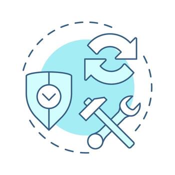 Maintenance soft blue concept icon. Software engineering, security. Repair, technology. Round shape line illustration. Abstract idea. Graphic design. Easy to use in infographic, presentation vector
