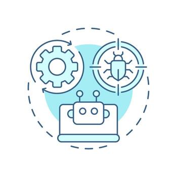 Test execution soft blue concept icon. Bug analysis, tracking. Artificial intelligence. Round shape line illustration. Abstract idea. Graphic design. Easy to use in infographic, presentation vector