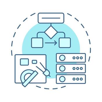 diseño suave azul concepto icono. datos gestión, organización. base de datos, servidores. redondo forma línea ilustración. resumen idea. gráfico diseño. fácil a utilizar en infografía, presentación vector