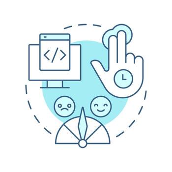 Usability testing soft blue concept icon. Customer experience. Coding, programming. Round shape line illustration. Abstract idea. Graphic design. Easy to use in infographic, presentation vector