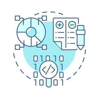 Testing soft blue concept icon. Coding, programming. Balance sheet. Statistical diagram. Round shape line illustration. Abstract idea. Graphic design. Easy to use in infographic, presentation vector