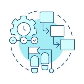 Waterfall model soft blue concept icon. Workflow structure, organization. Goal, milestone. Round shape line illustration. Abstract idea. Graphic design. Easy to use in infographic, presentation vector