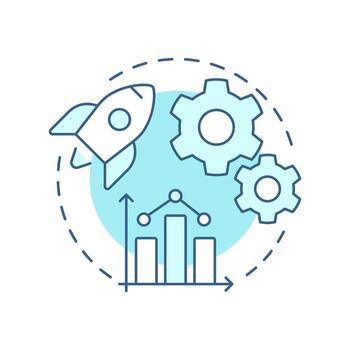 Performance testing soft blue concept icon. Statistical graph, efficiency metric. Round shape line illustration. Abstract idea. Graphic design. Easy to use in infographic, presentation vector