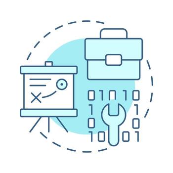 Planning soft blue concept icon. Business strategy, corporate. Programming, coding. Round shape line illustration. Abstract idea. Graphic design. Easy to use in infographic, presentation vector