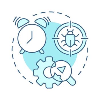 Early testing soft blue concept icon. Bug analysis, tracking. Software engineering. Round shape line illustration. Abstract idea. Graphic design. Easy to use in infographic, presentation vector