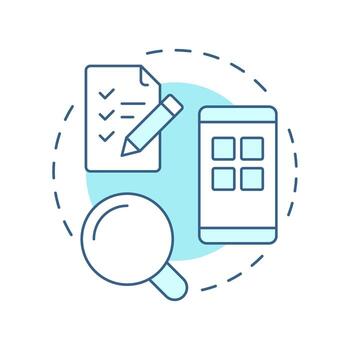 System testing soft blue concept icon. Software engineering, quality assurance. Task list. Round shape line illustration. Abstract idea. Graphic design. Easy to use in infographic, presentation vector