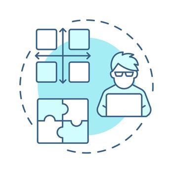 Unit testing soft blue concept icon. Software developer. Task management, workflow. Round shape line illustration. Abstract idea. Graphic design. Easy to use in infographic, presentation vector