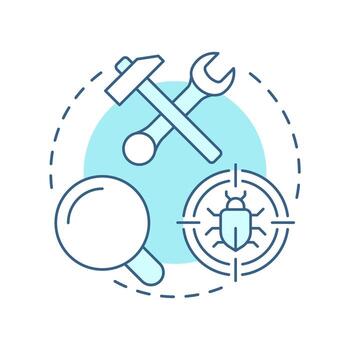 Detecting bugs soft blue concept icon. Software engineering. System maintenance. Round shape line illustration. Abstract idea. Graphic design. Easy to use in infographic, presentation vector