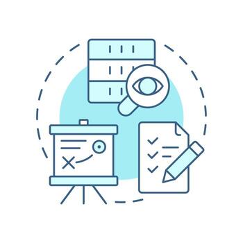 Test planning soft blue concept icon. Data management, servers. Task list, strategy. Round shape line illustration. Abstract idea. Graphic design. Easy to use in infographic, presentation vector