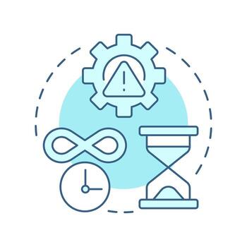 Exhaustive testing is impossible soft blue concept icon. Time management, control. Round shape line illustration. Abstract idea. Graphic design. Easy to use in infographic, presentation vector