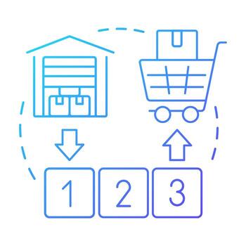 FIFO blue gradient concept icon. First in, first out for selling. Inventory management method and technique. Round shape line illustration. Abstract idea. Graphic design. Easy to use in article vector