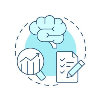 Requirements analysis soft blue concept icon. Task list, brainstorm. Statistical graph, metric. Round shape line illustration. Abstract idea. Graphic design. Easy to use in infographic, presentation vector