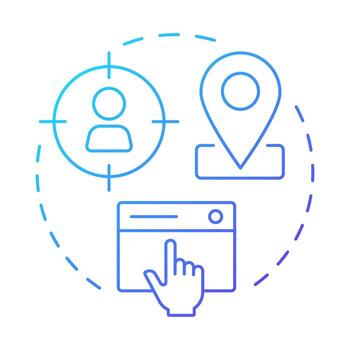 Targeted traffic blue gradient concept icon. Marketing strategy, audience. Customer demography. Round shape line illustration. Abstract idea. Graphic design. Easy to use in presentation, infographic vector