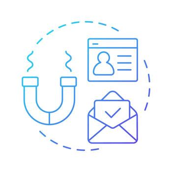 Generate more leads blue gradient concept icon. Marketing campaign. Customer, user. Round shape line illustration. Abstract idea. Graphic design. Easy to use in presentation, infographic vector