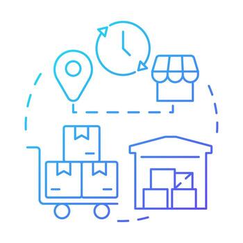 envío directo azul degradado concepto icono. vendedores transferir pedidos. inventario administración método y técnica. redondo forma línea ilustración. resumen idea. gráfico diseño. fácil a utilizar en artículo vector