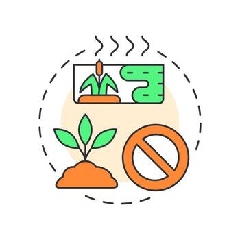 Treating invasive species multi color concept icon. Remove non native habitats. Phase of wetland restoration. Round shape line illustration. Abstract idea. Graphic design. Easy to use in booklet vector